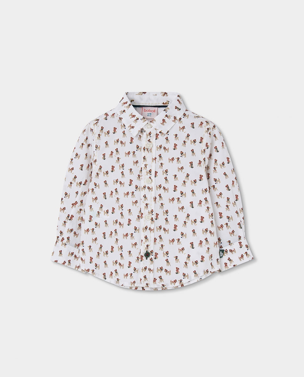 Imagem 0 de Camisa Infantil de Algodão de Manga Comprida com Gola Tipo Camisa