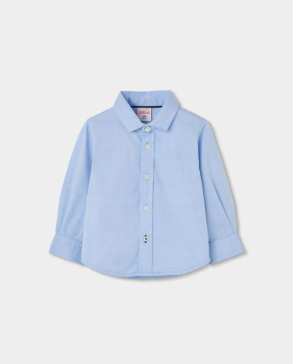 Imagem 0 de Camisa Infantil de Algodão de Manga Comprida com Gola Tipo Camisa