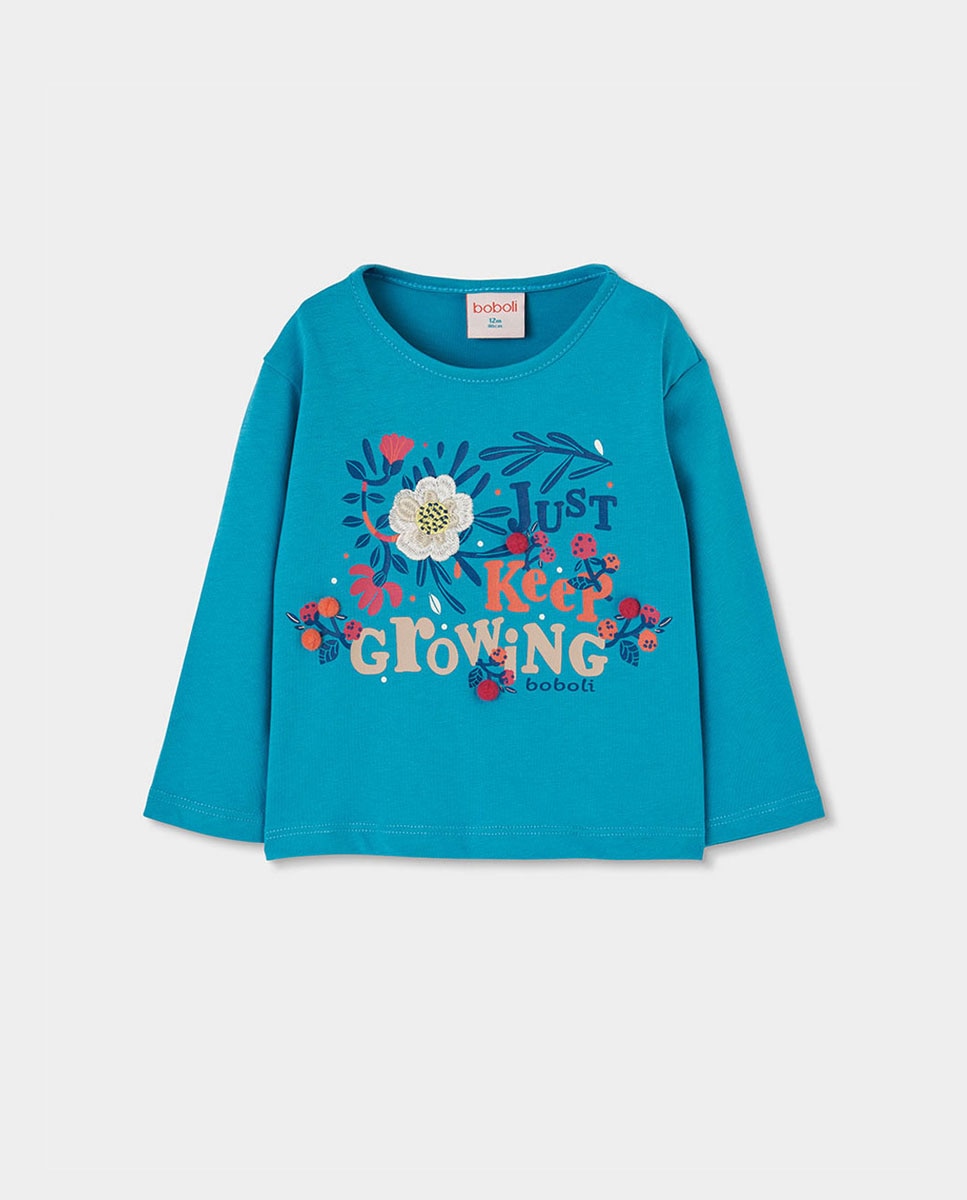 Imagem 0 de T-shirt Infantil de Algodão de Manga Comprida com Gola Redonda