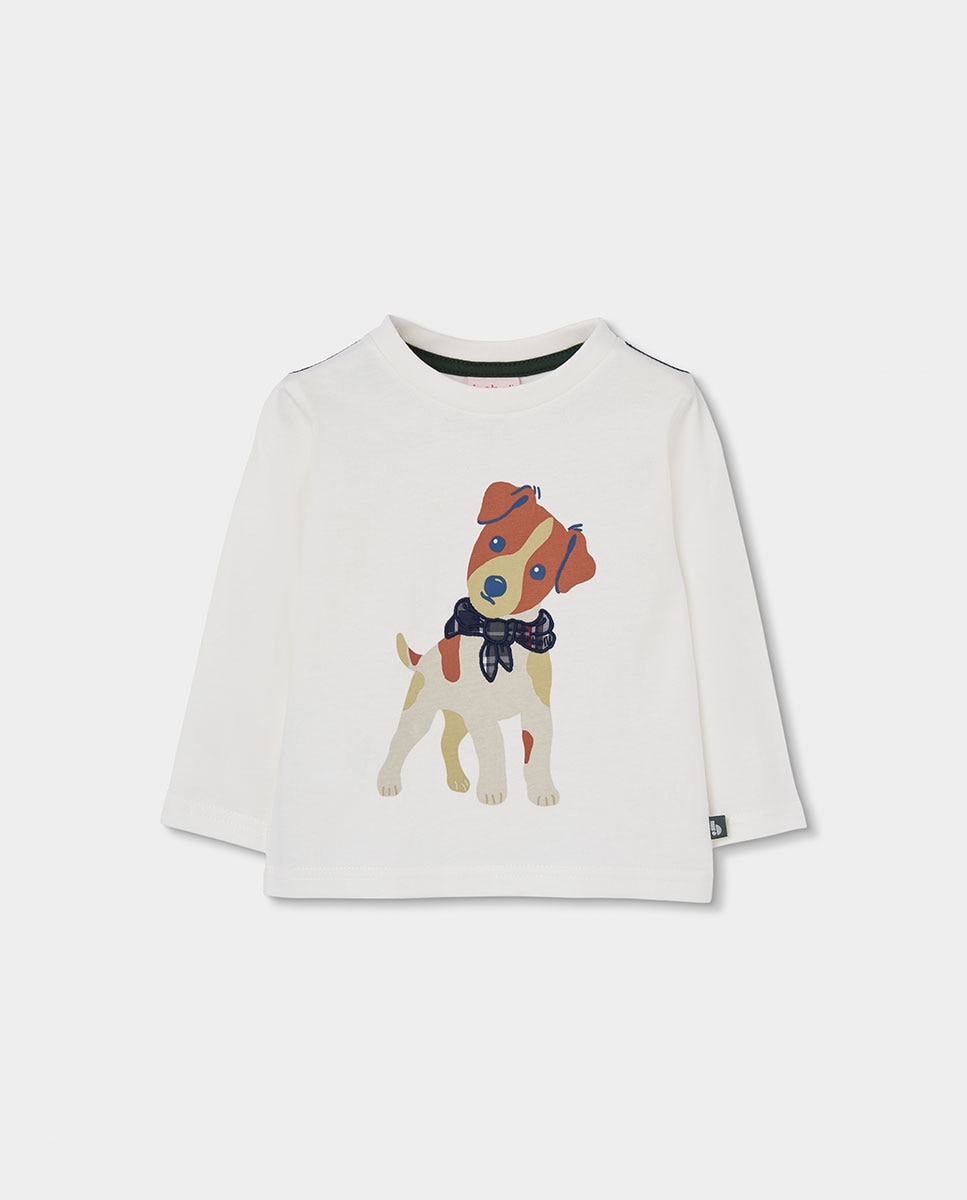 Polo Infantil de Algodão de Manga Comprida com Estampado Às Riscas Multicolor-1