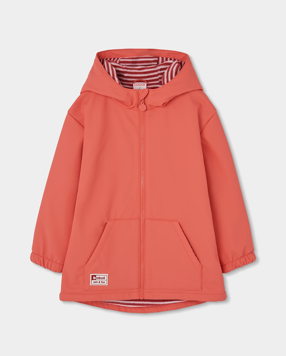 Impermeável Infantil com Capuz e Fecho Zip Vermelho / Branco-1