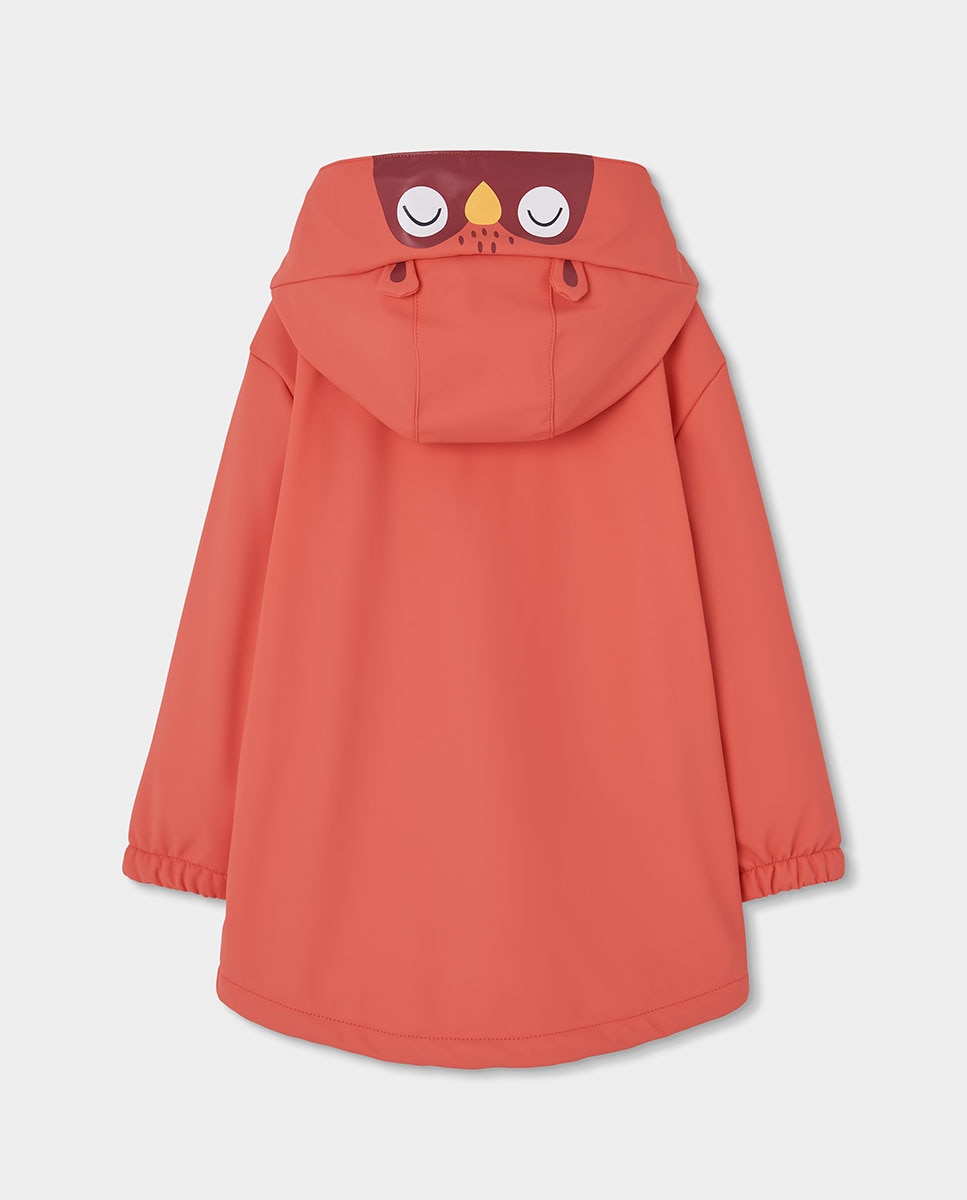Impermeável Infantil com Capuz e Fecho Zip Vermelho / Branco-2