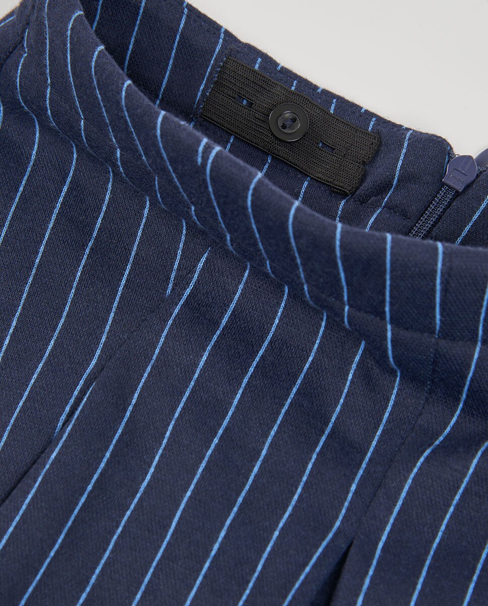 Saia de Malha Infantil com Estampado Às Riscas Azul / Branco-3