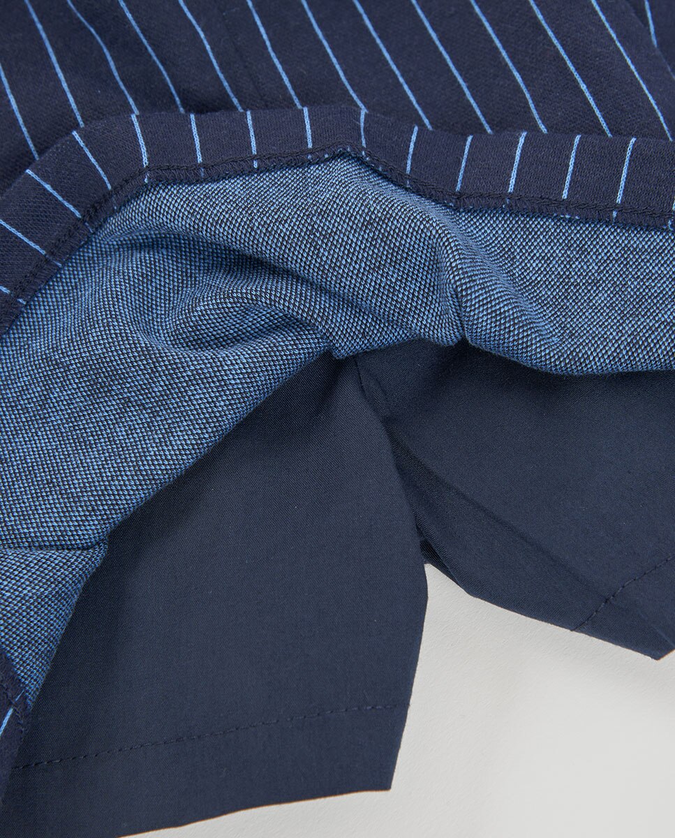 Saia de Malha Infantil com Estampado Às Riscas Azul / Branco-4
