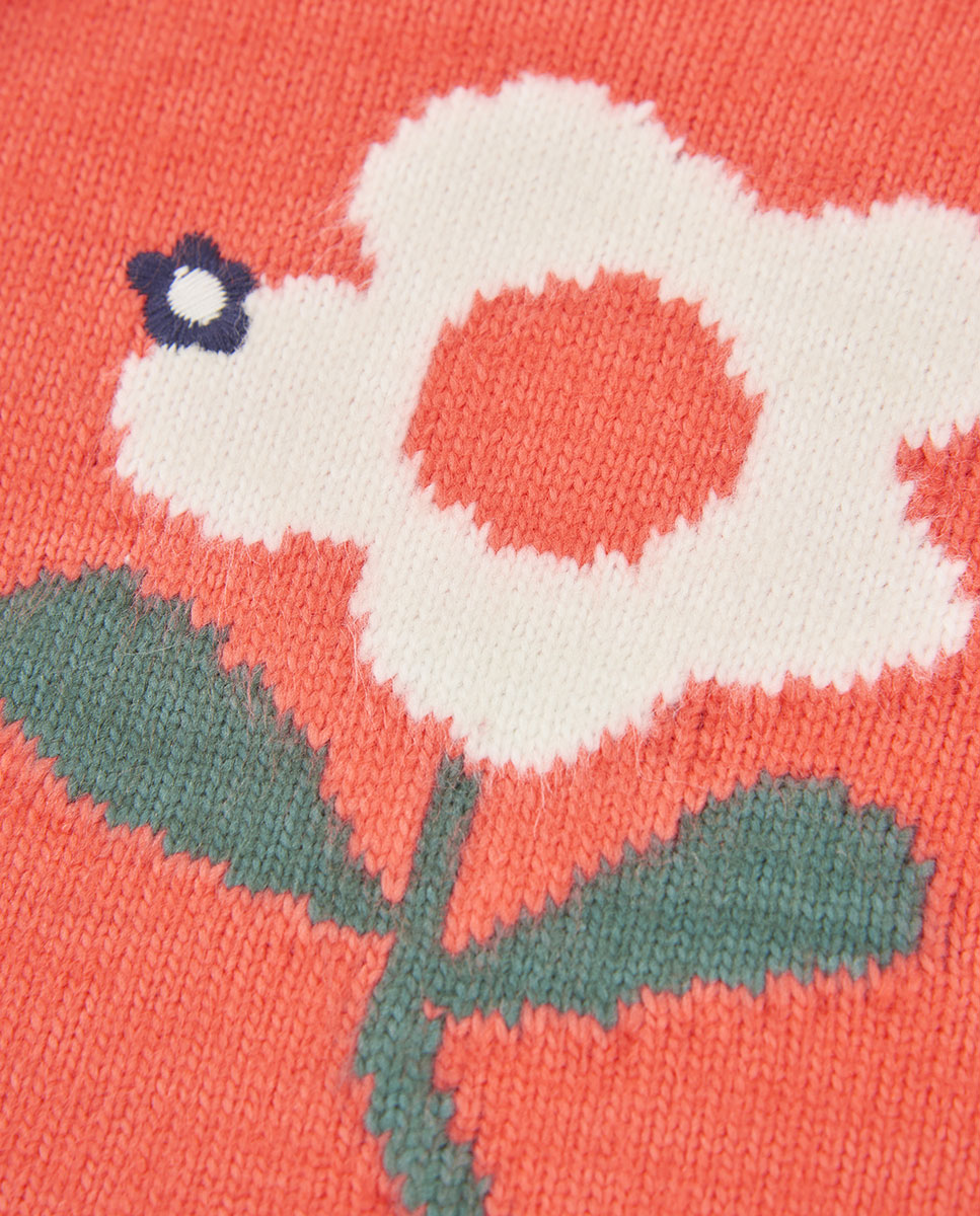Camisola Infantil de Manga Comprida com Estampado de Flores Branco / Verde-3