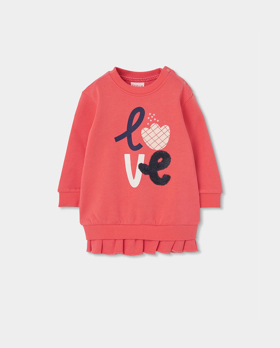 Conjunto Infantil de Algodão de Manga Comprida com Gola Redonda Cinzento/Verde-3