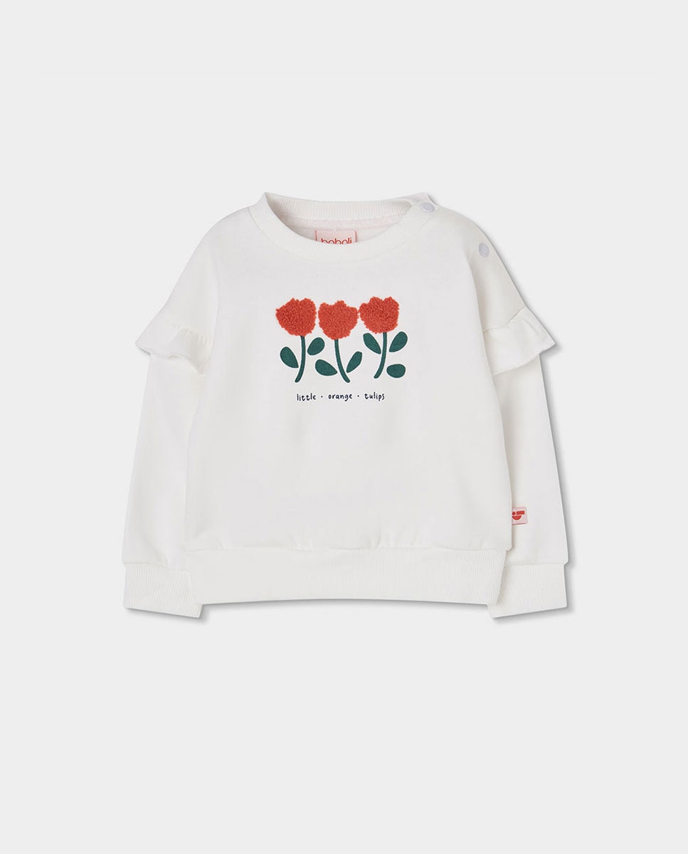 Imagem 0 de Sweatshirt de Felpa de Algodão Infantil de Manga Comprida com Gola Redonda