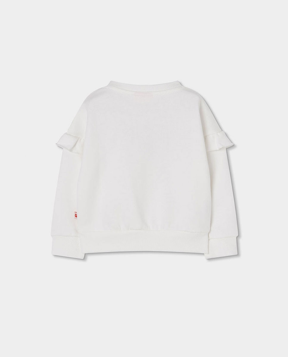 Sweatshirt de Felpa de Algodão Infantil de Manga Comprida com Gola Redonda Vermelho / Verde-2