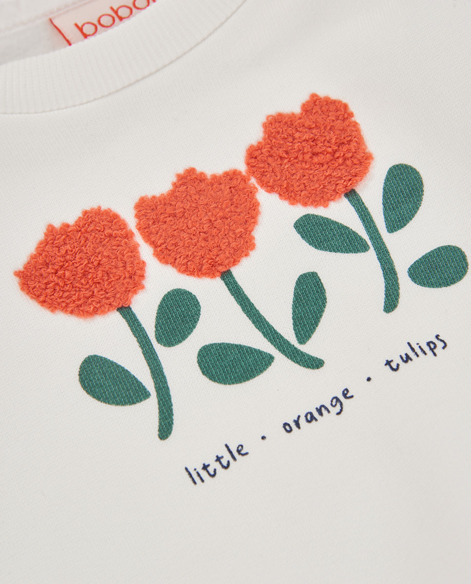 Sweatshirt de Felpa de Algodão Infantil de Manga Comprida com Gola Redonda Vermelho / Verde-3