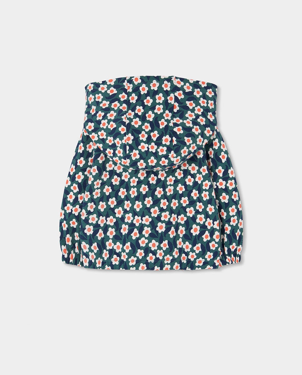 Casaco de Felpa Infantil com Estampado de Flores e Capuz Antracite / Branco-2