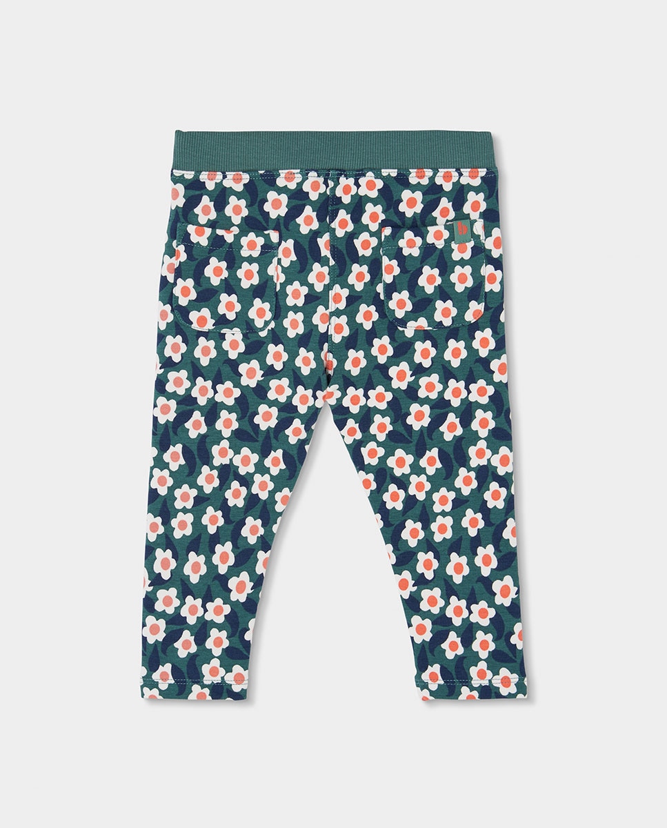 Jeggings Infantil com Estampado de Flores e Cintura Subida Branco / Laranja-2
