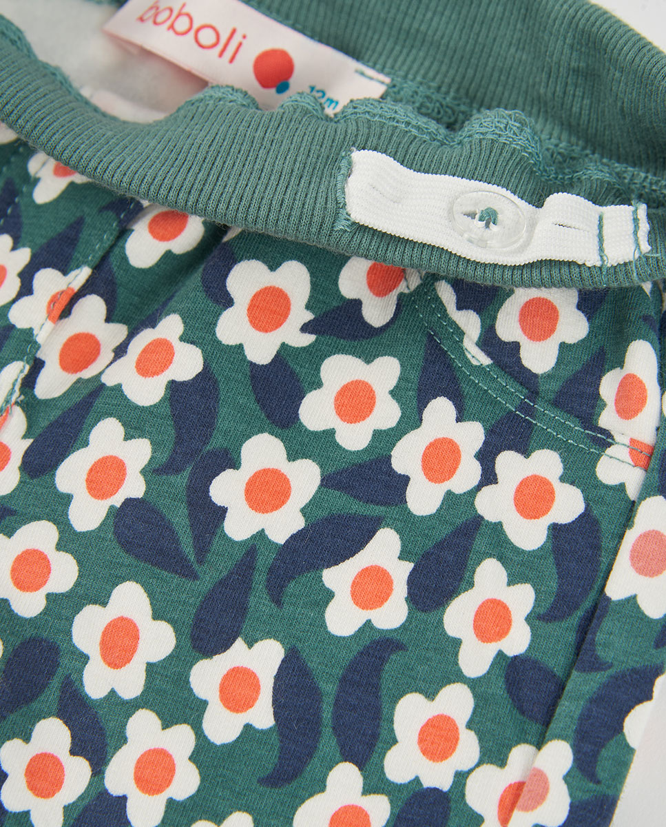 Jeggings Infantil com Estampado de Flores e Cintura Subida Branco / Laranja-3