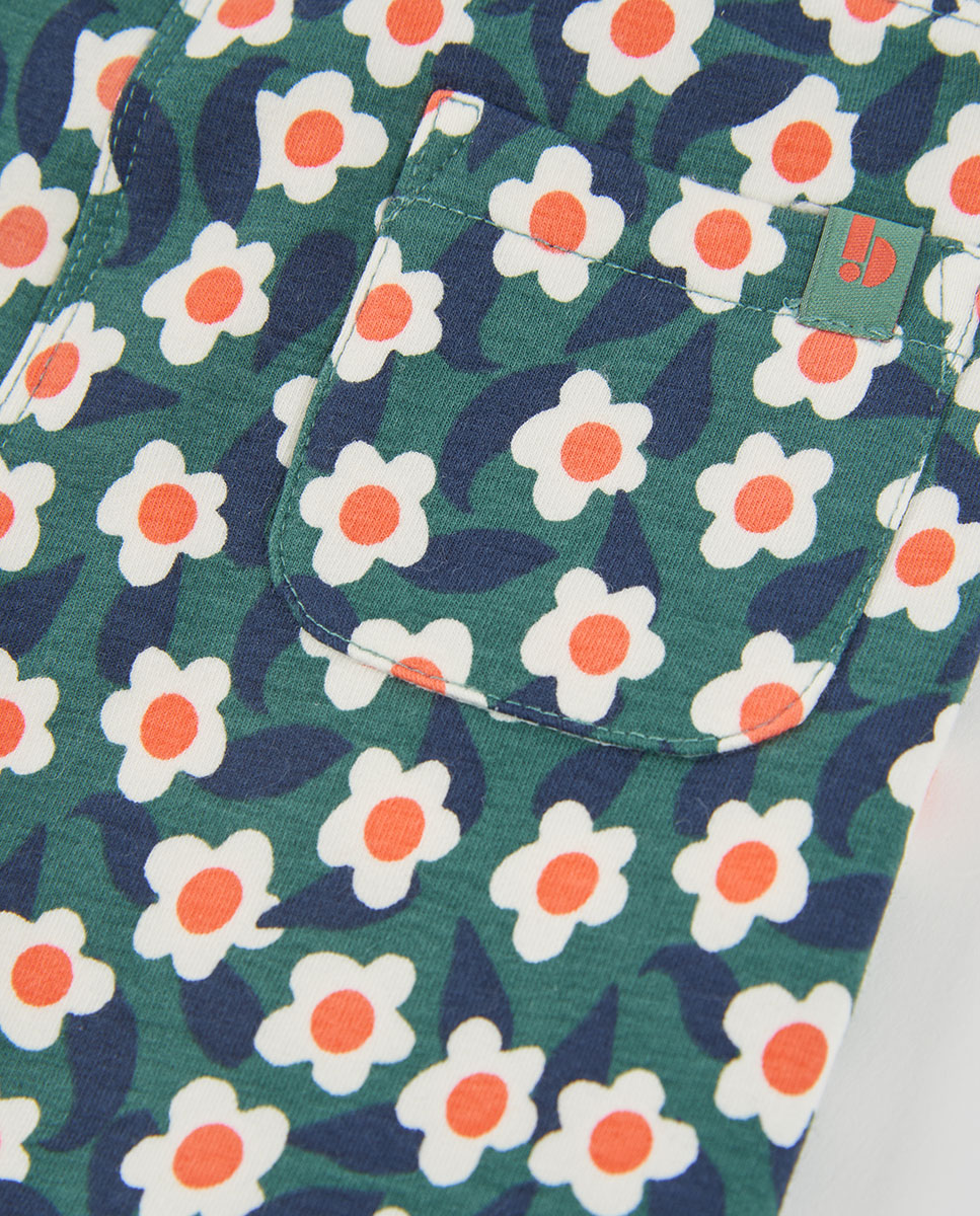 Jeggings Infantil com Estampado de Flores e Cintura Subida Branco / Laranja-4