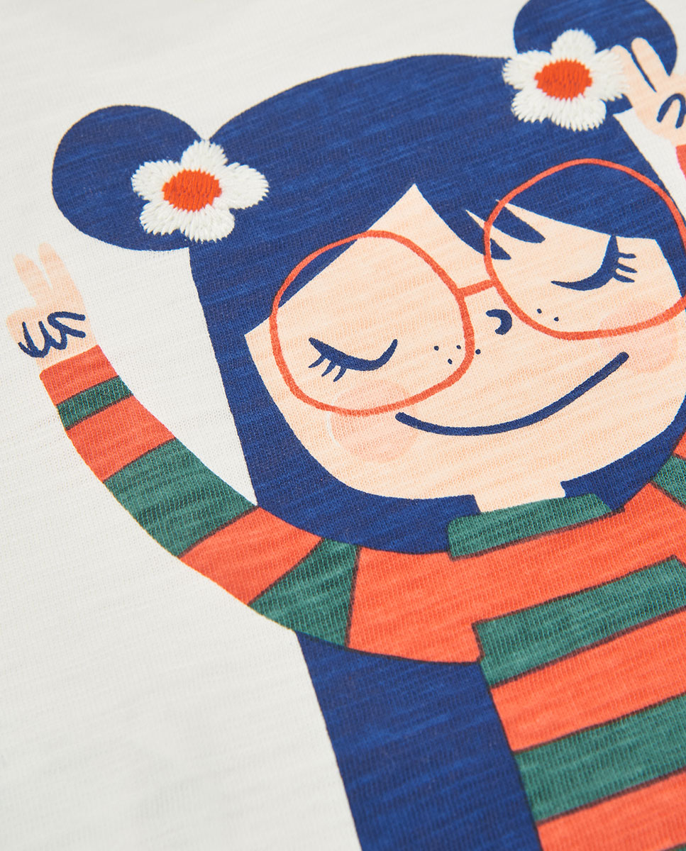 Colete Infantil com Estampado de Flores e Gola Redonda Azul-marinho-4