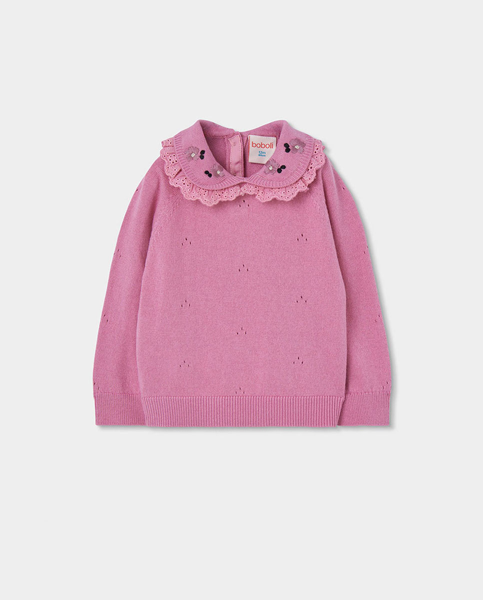 Imagem 0 de Camisola de Malha Infantil de Manga Comprida com Gola Tipo Camisa