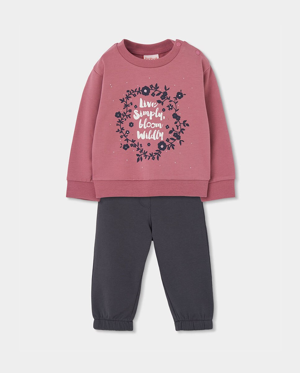 Imagem 0 de Conjunto de Sweatpants de Felpa Infantil de Manga Comprida com Cordão