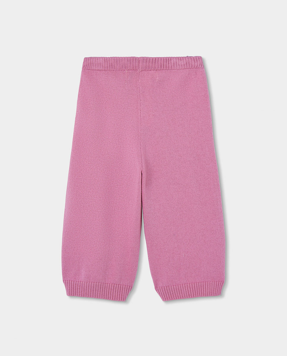 Calças de Malha Amplas com Cintura Subida Rosa-2