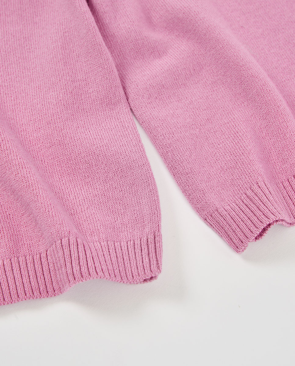 Calças de Malha Amplas com Cintura Subida Rosa-4