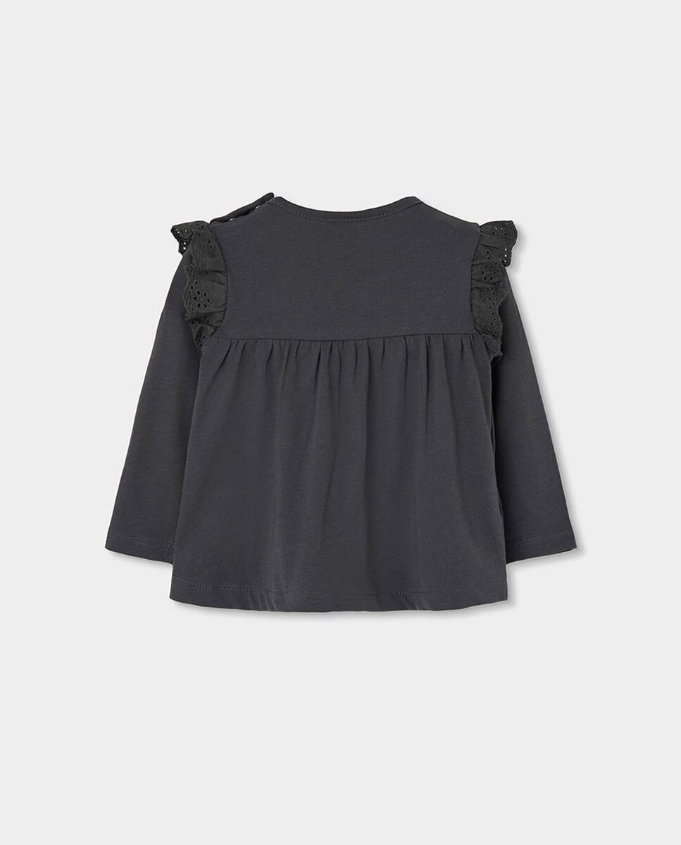 Camisola de Malha Infantil de Manga Comprida com Gola Redonda Preto / Branco-2