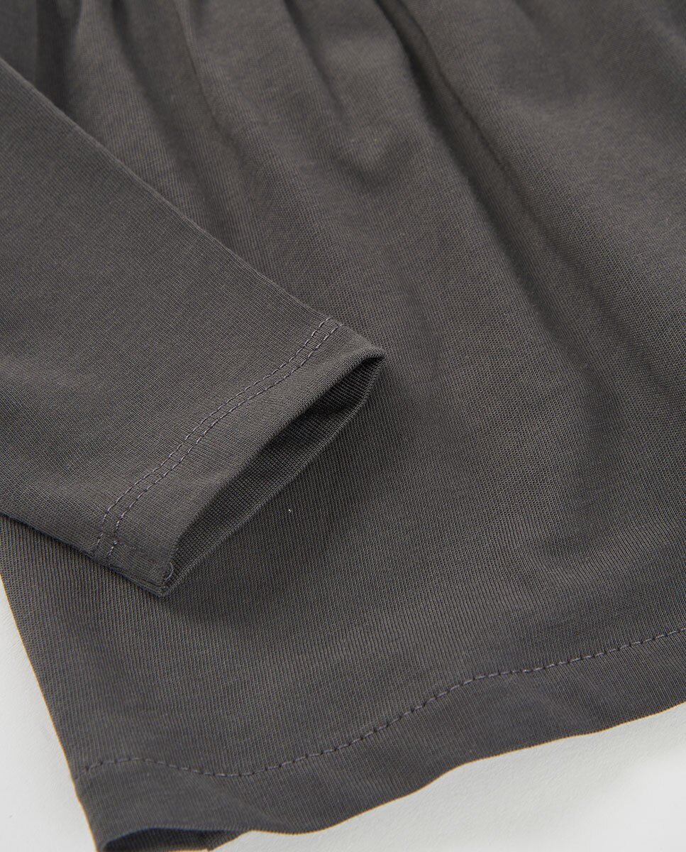Camisola de Malha Infantil de Manga Comprida com Gola Redonda Preto / Branco-4