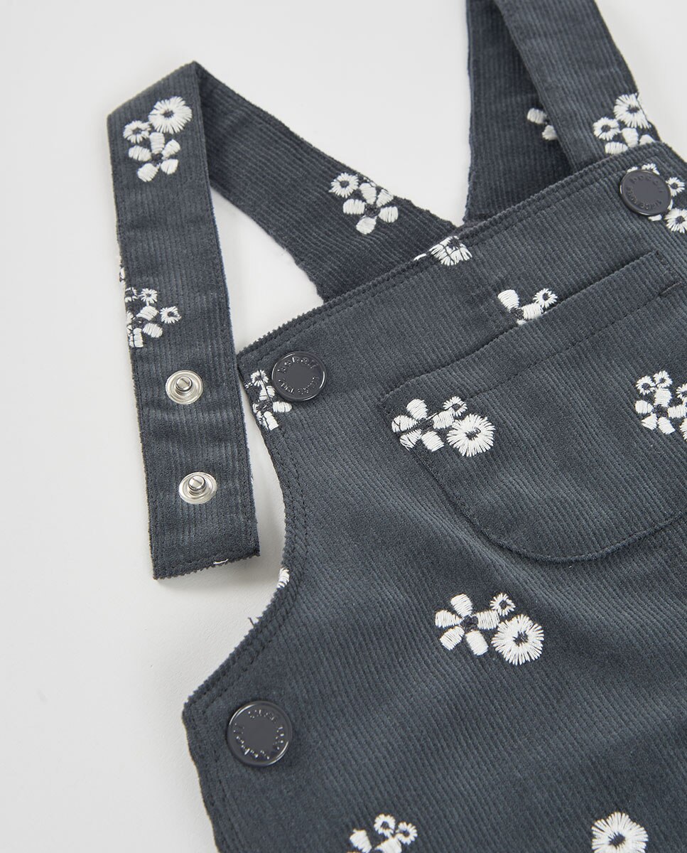 Pichi de Microbombazina de Algodão Infantil com Alças Branco / Preto-3