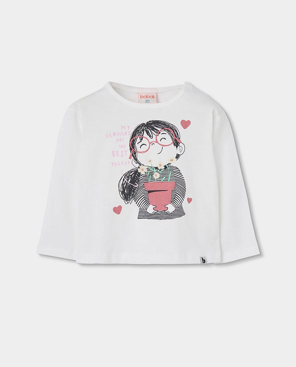 Imagem 0 de T-shirt Infantil de Algodão de Manga Comprida com Gola Redonda