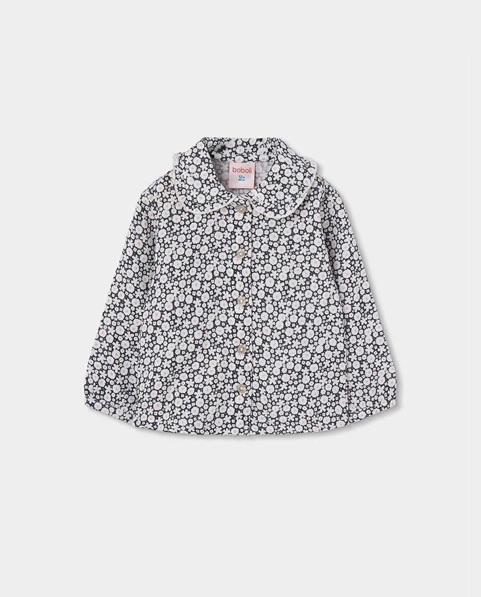 Imagem 0 de Blusa Infantil de Algodão com Estampado de Flores e Manga Comprida