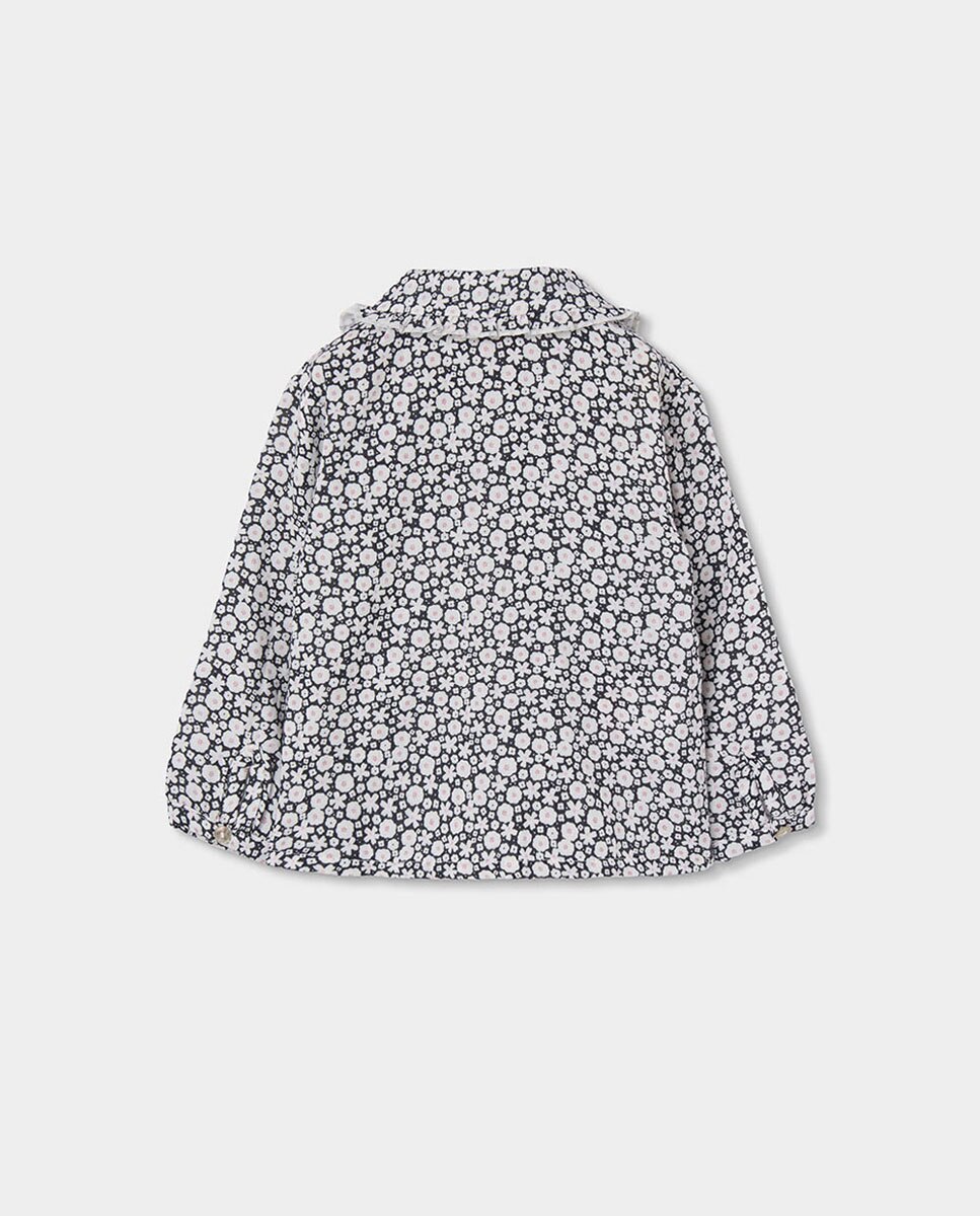 Blusa Infantil de Algodão com Estampado de Flores e Manga Comprida Branco / Preto-2