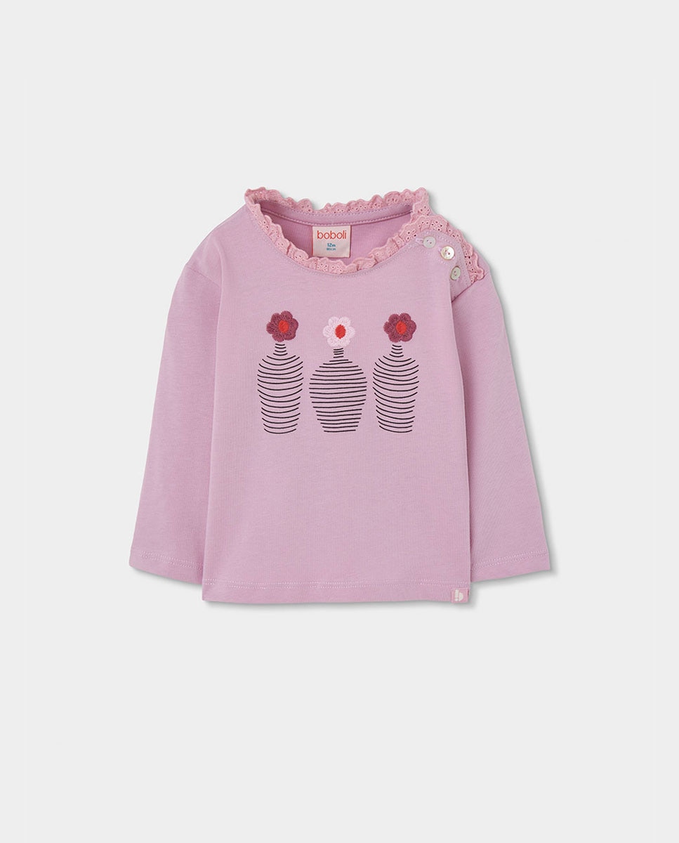 Saia-calças Jeans Infantil Rosa / Branco-1