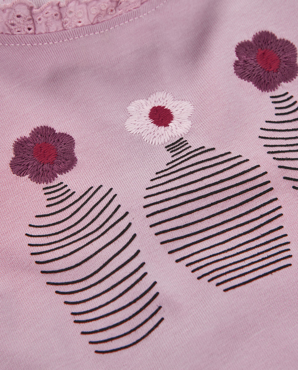 Saia-calças Jeans Infantil Rosa / Branco-4