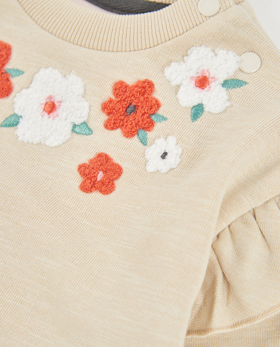 Sweatshirt de Felpa Infantil de Algodão de Manga Comprida Boboli Vermelho / Branco-3
