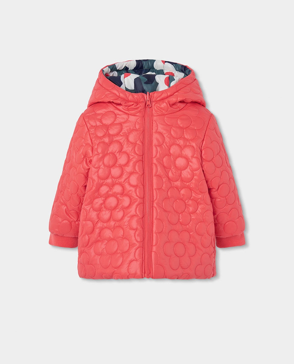 Parka Reversível Infantil com Capuz e Fecho Zip Branco / Vermelho-3