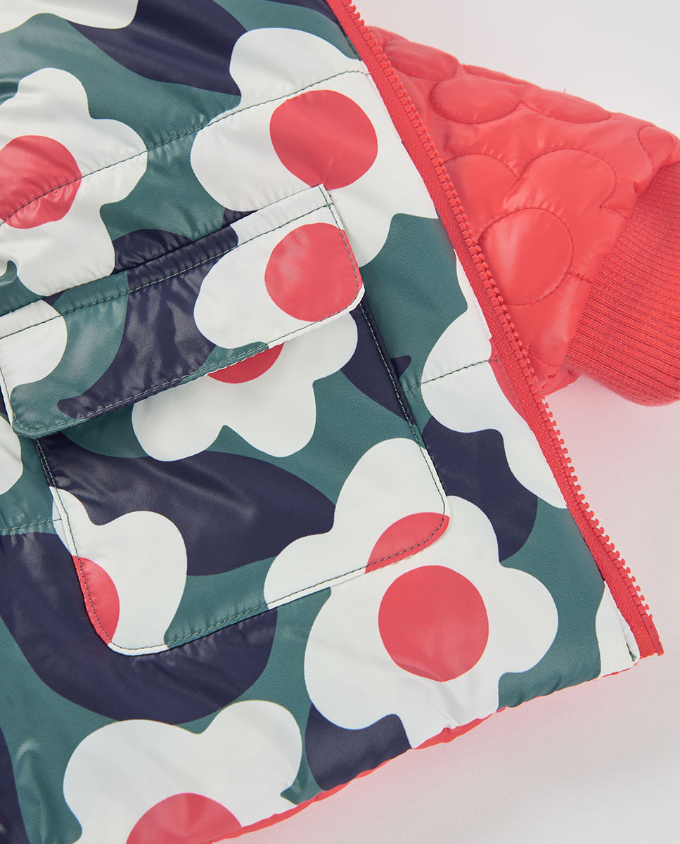 Parka Reversível Infantil com Capuz e Fecho Zip Branco / Vermelho-8