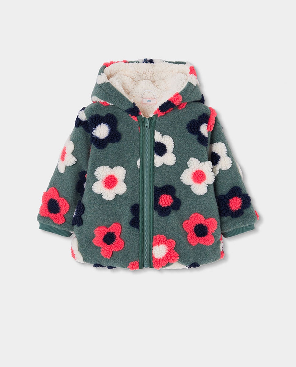 Imagem 0 de Casaco Infantil com Estampado de Flores e Capuz