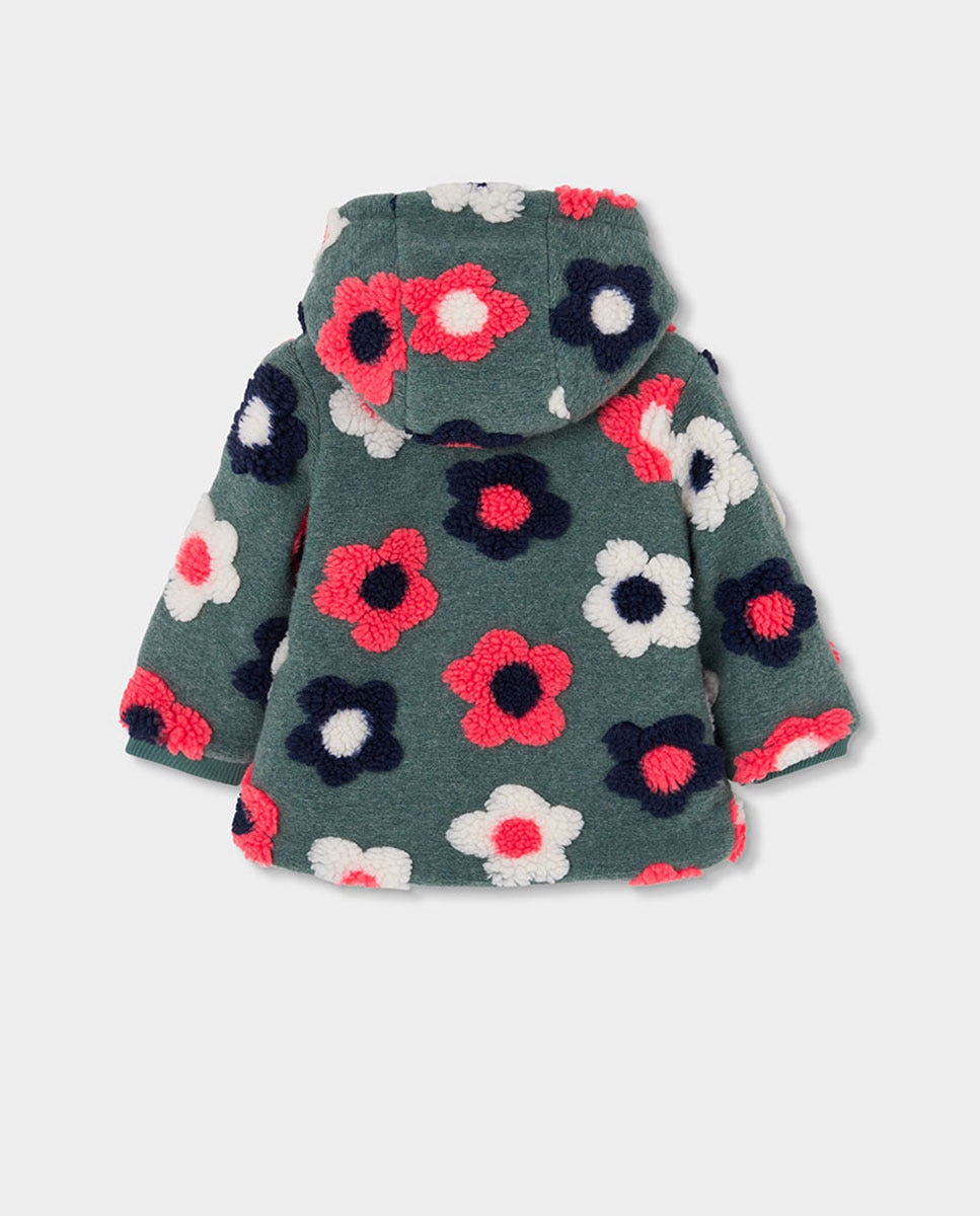 Casaco Infantil com Estampado de Flores e Capuz Multicolor-2
