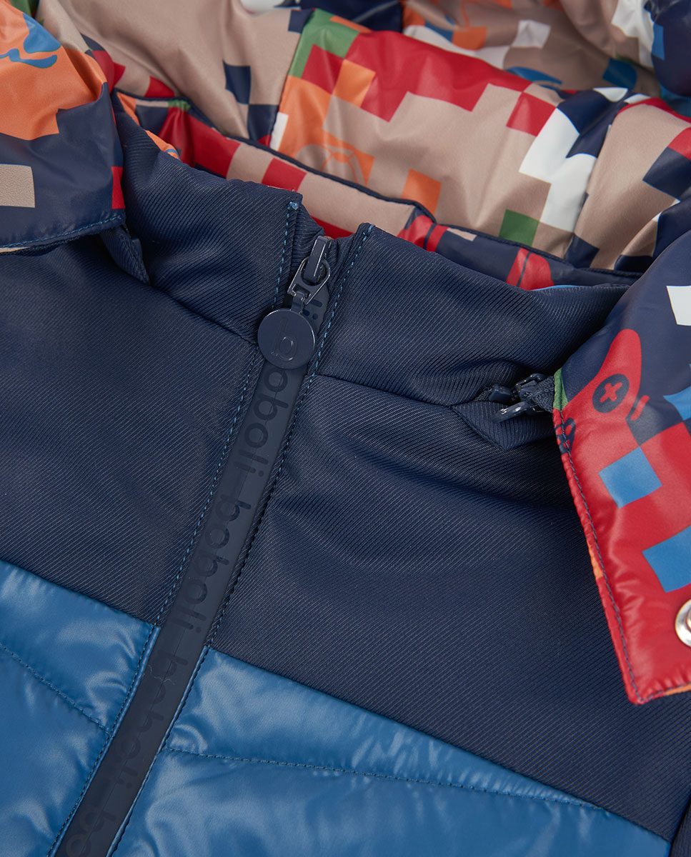 Parka Reversível Infantil com Capuz e Fecho Zip Boboli Azul / Preto-7