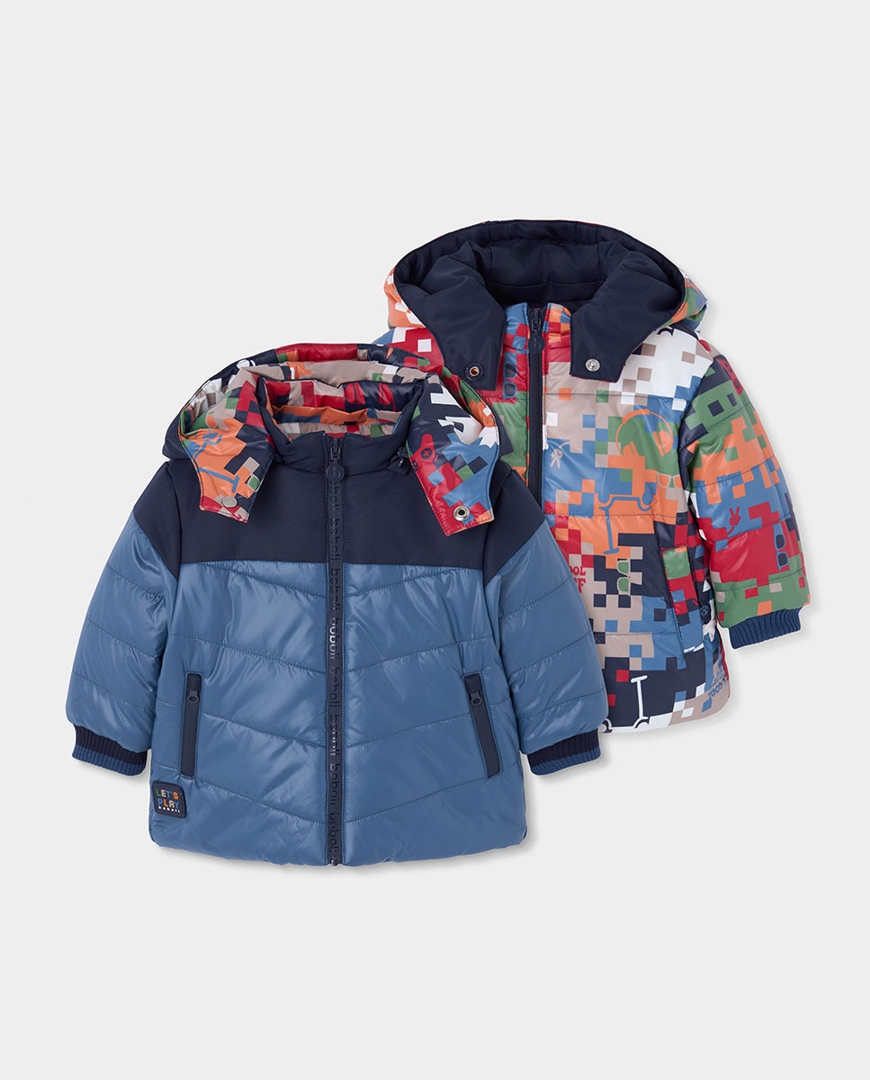 Imagem 0 de Parka Reversível Infantil com Capuz e Fecho Zip