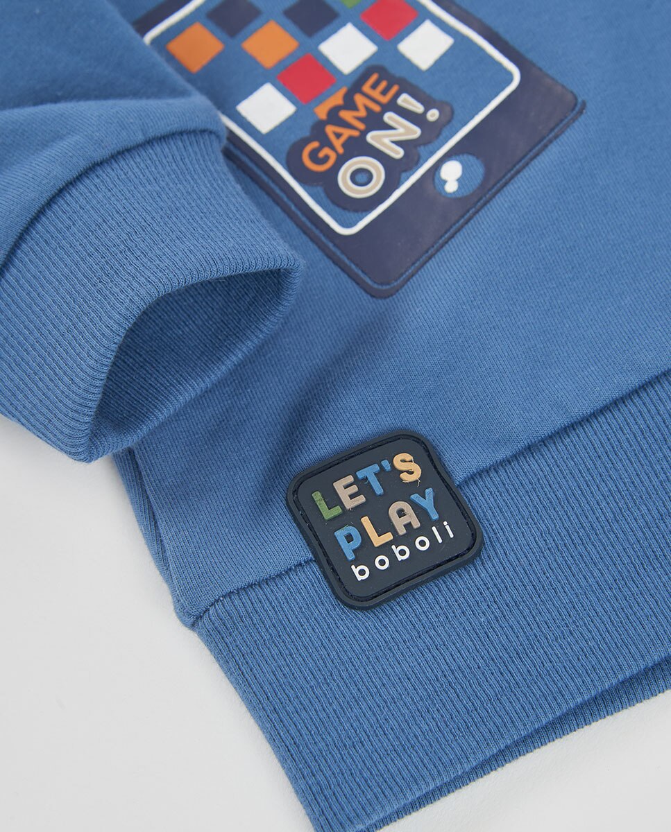 Sweatshirt de Felpa Infantil com Capuz e Manga Comprida Boboli Laranja-4
