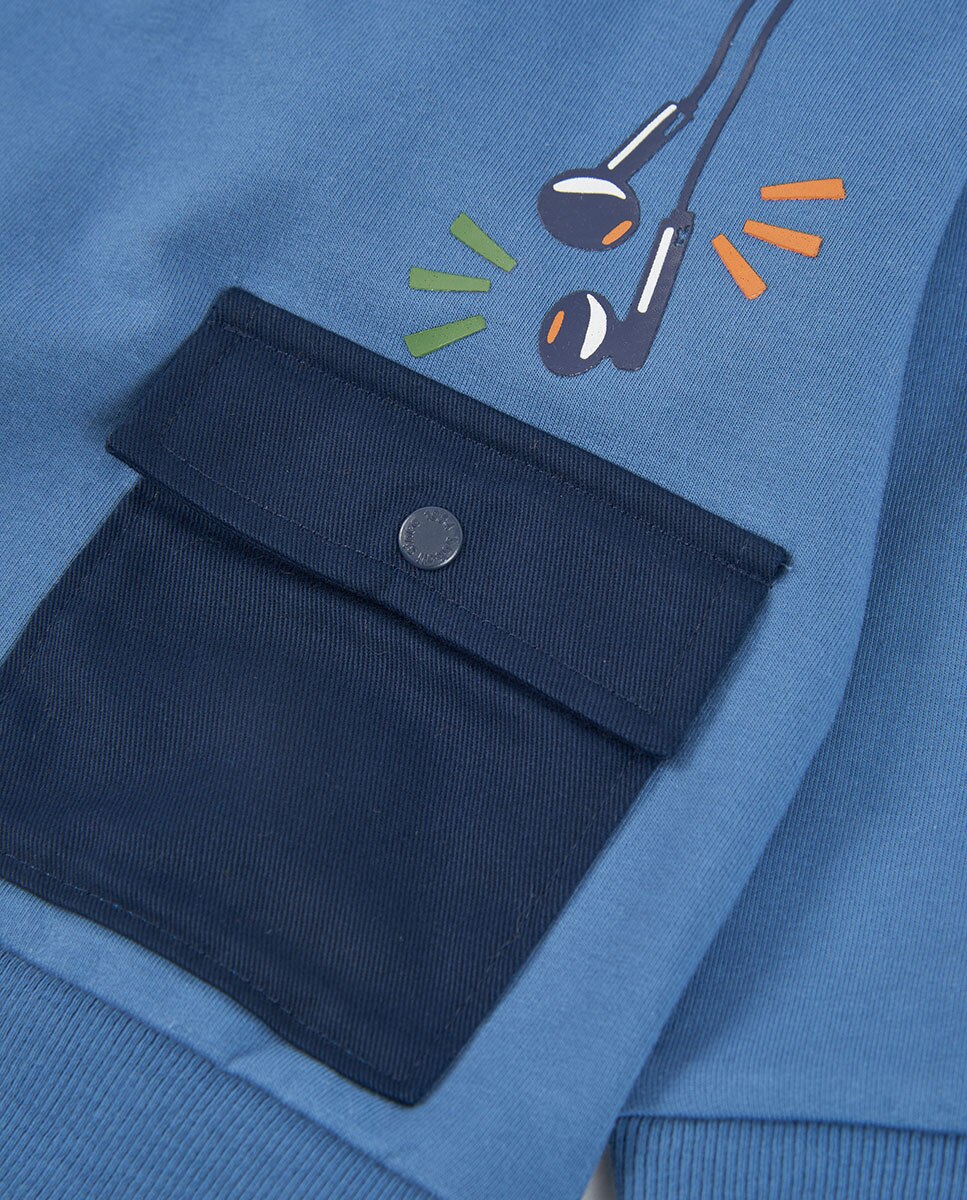 Sweatshirt de Felpa Infantil com Capuz e Manga Comprida Laranja-3
