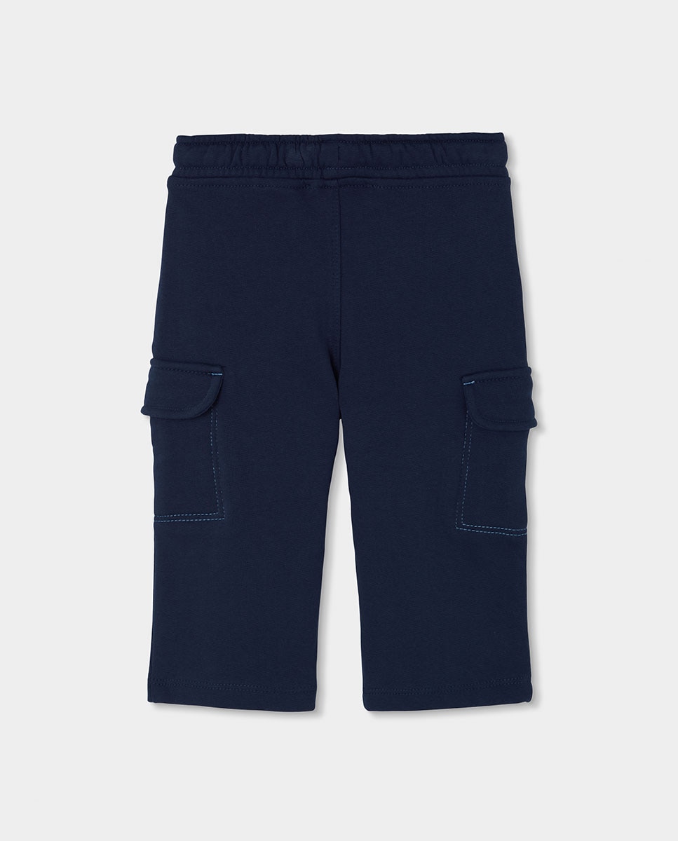 Calças de Felpa Infantil de Algodão com Cintura Subida Boboli Azul-claro-2