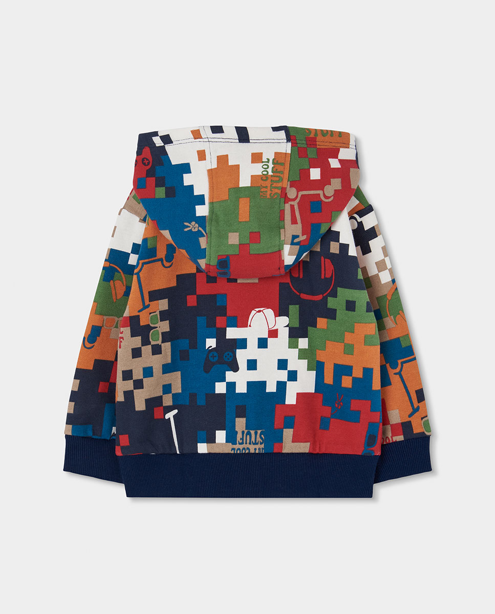 Casaco de Felpa Infantil de Algodão com Capuz e Fecho Zip Boboli Azul-marinho-2