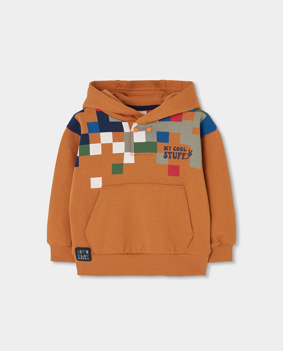 Conjunto de Felpa Infantil de Algodão com Capuz e Manga Comprida Azul-marinho-3
