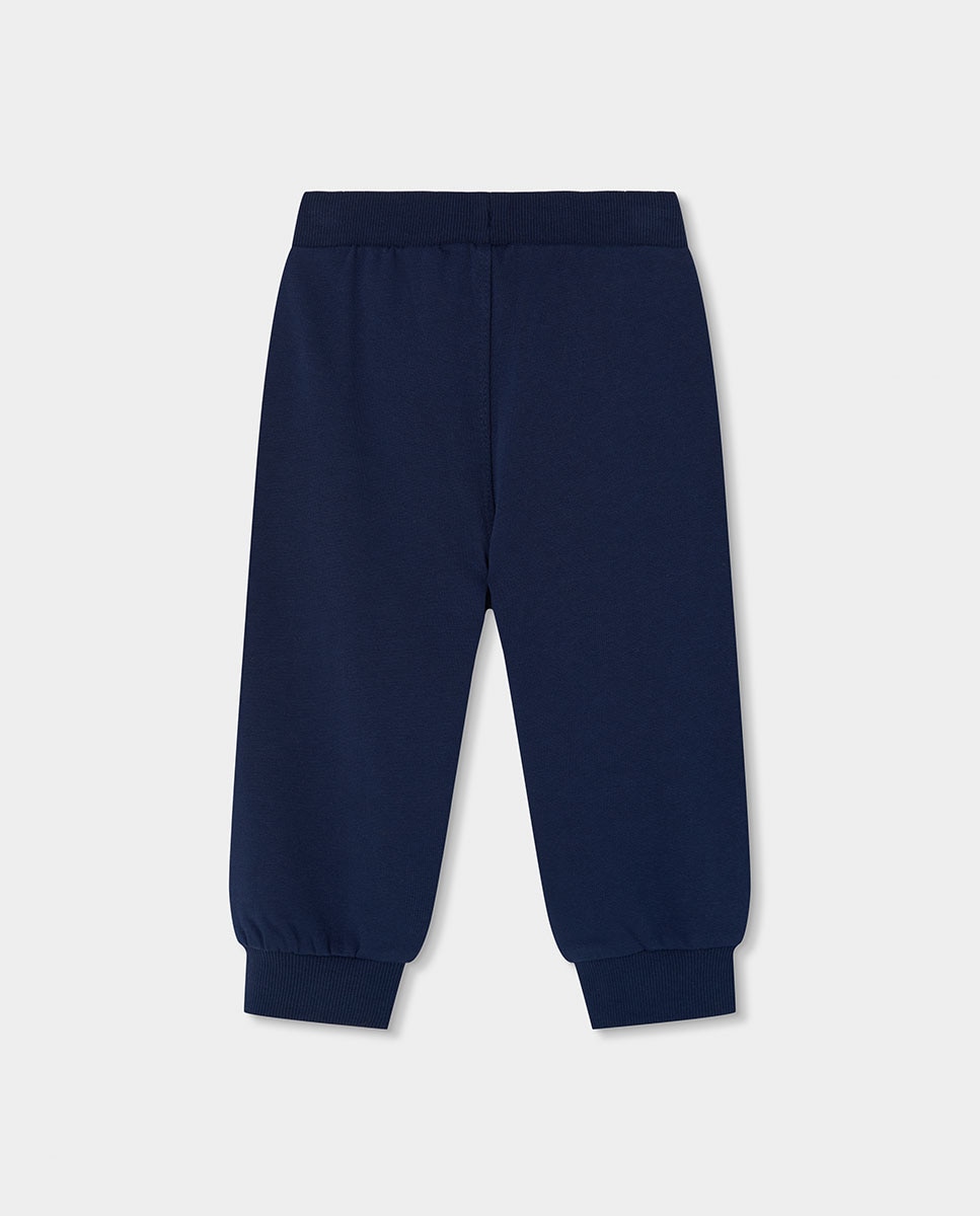 Conjunto de Felpa Infantil de Algodão com Capuz e Manga Comprida Azul-marinho-6