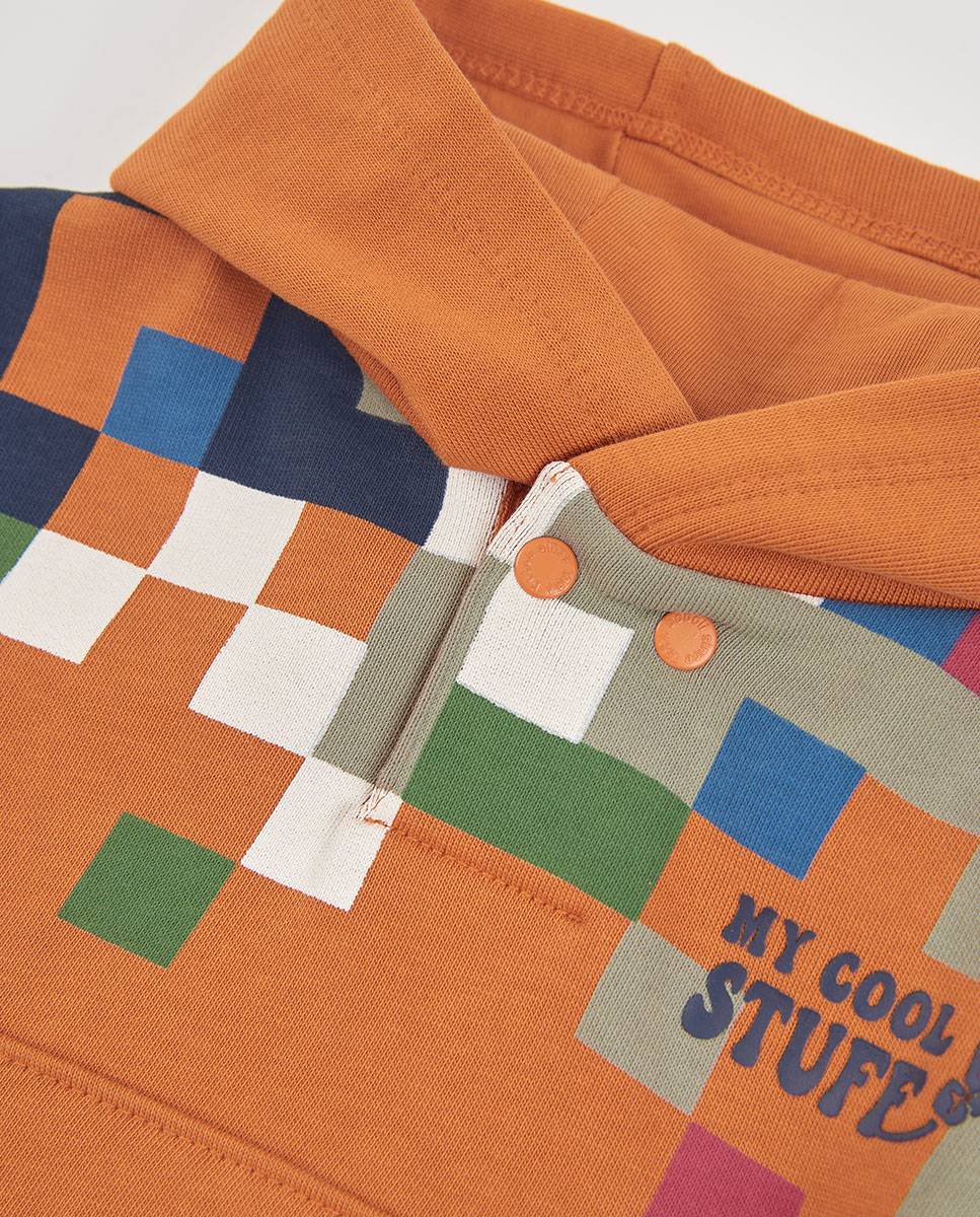 Conjunto de Felpa Infantil de Algodão com Capuz e Manga Comprida Azul-marinho-7