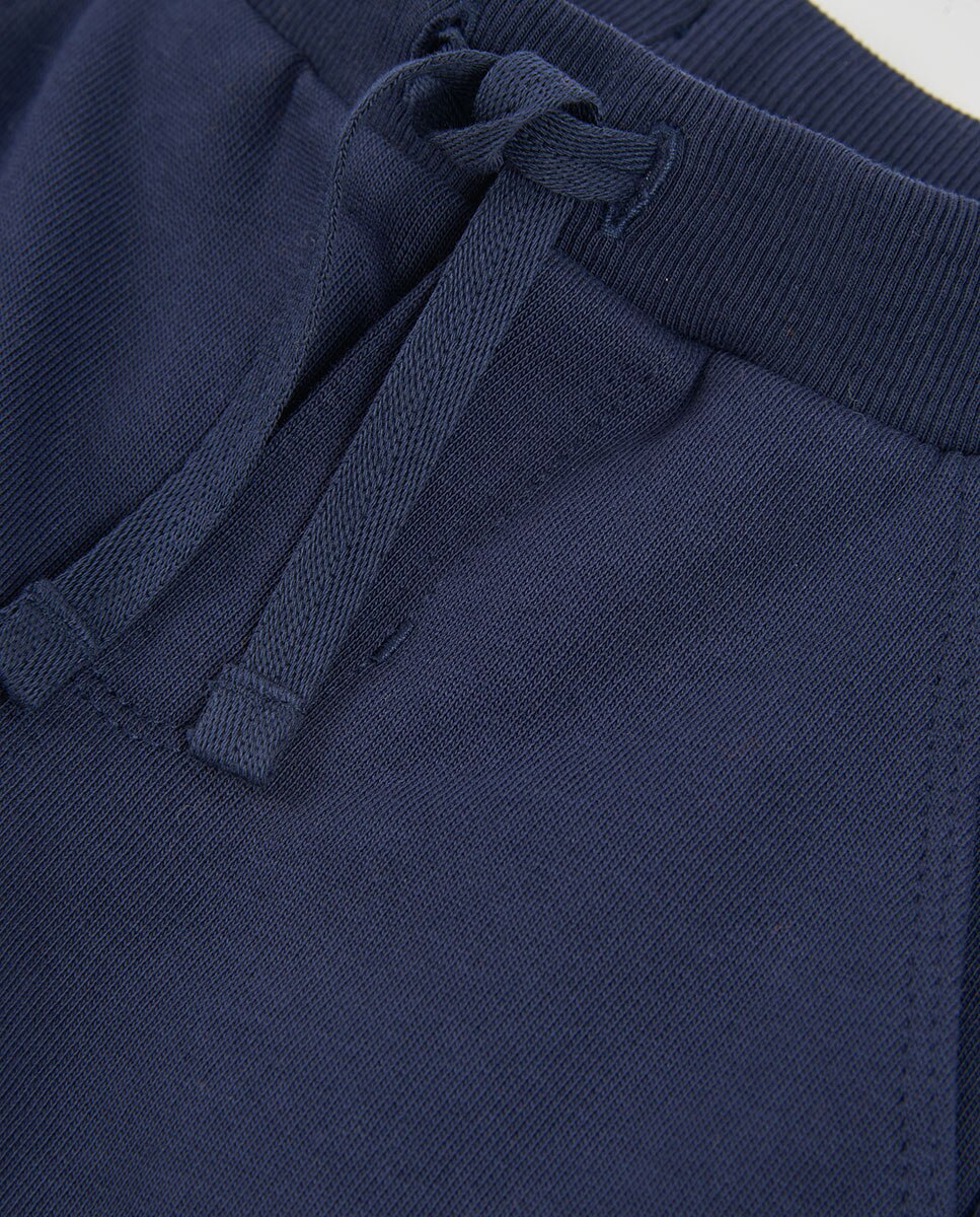 Conjunto de Felpa Infantil de Algodão com Capuz e Manga Comprida Azul-marinho-8