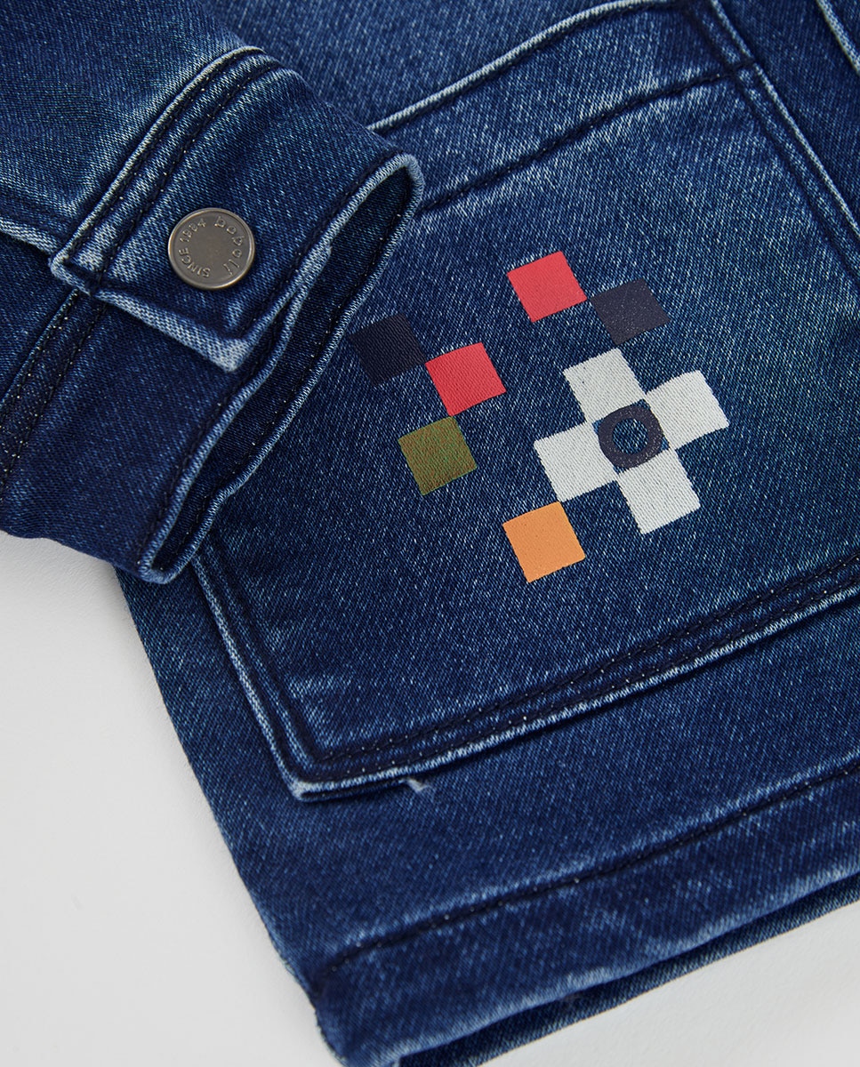 Sobrecamisa Denim Infantil de Manga Comprida com Gola Tipo Camisa Boboli Multicolor-4