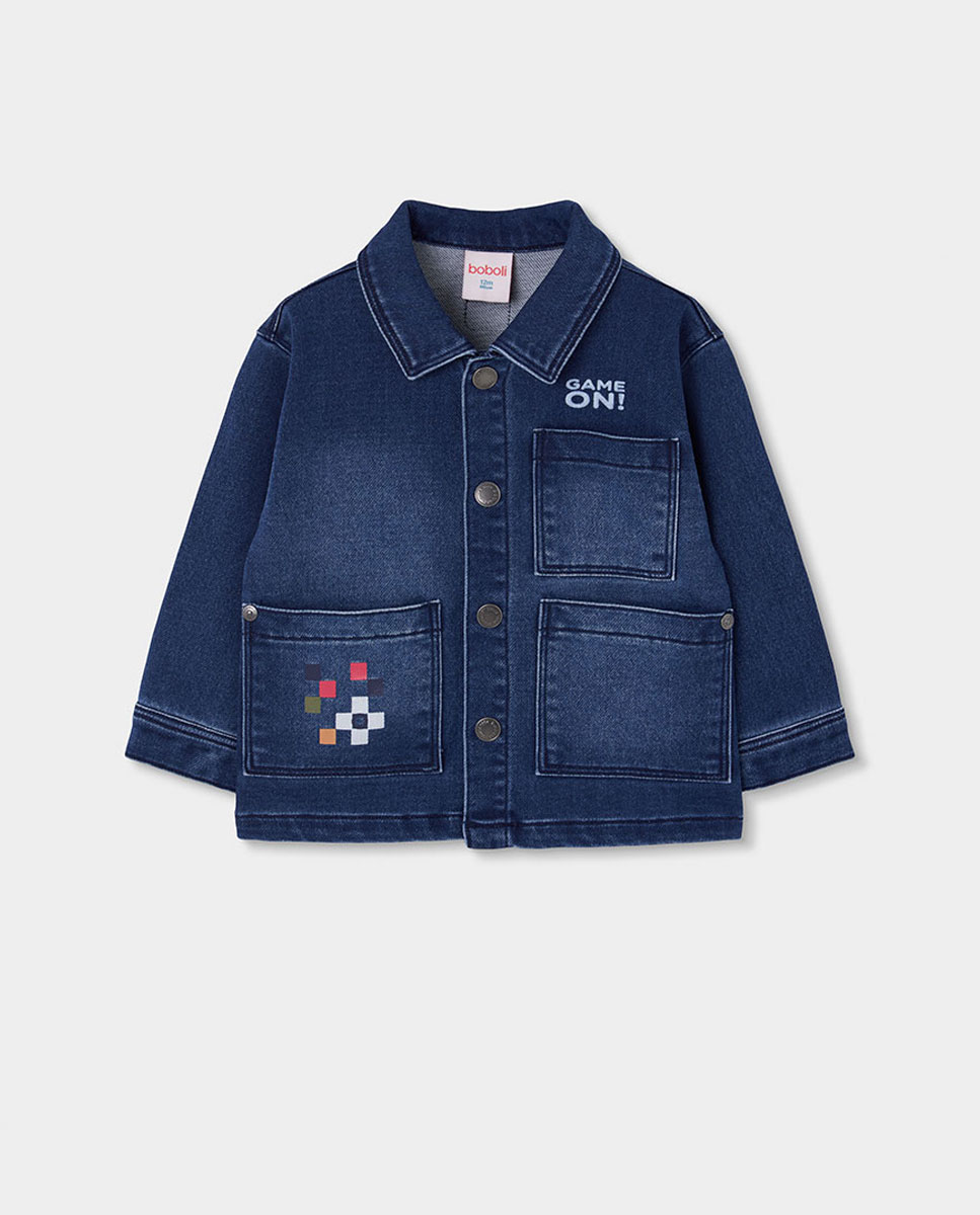 Imagem 0 de Sobrecamisa Denim Infantil de Manga Comprida com Gola Tipo Camisa