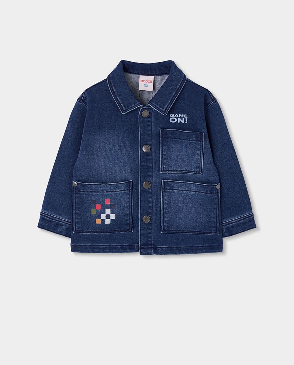 Imagem 0 de Sobrecamisa Denim Infantil de Manga Comprida com Gola Tipo Camisa