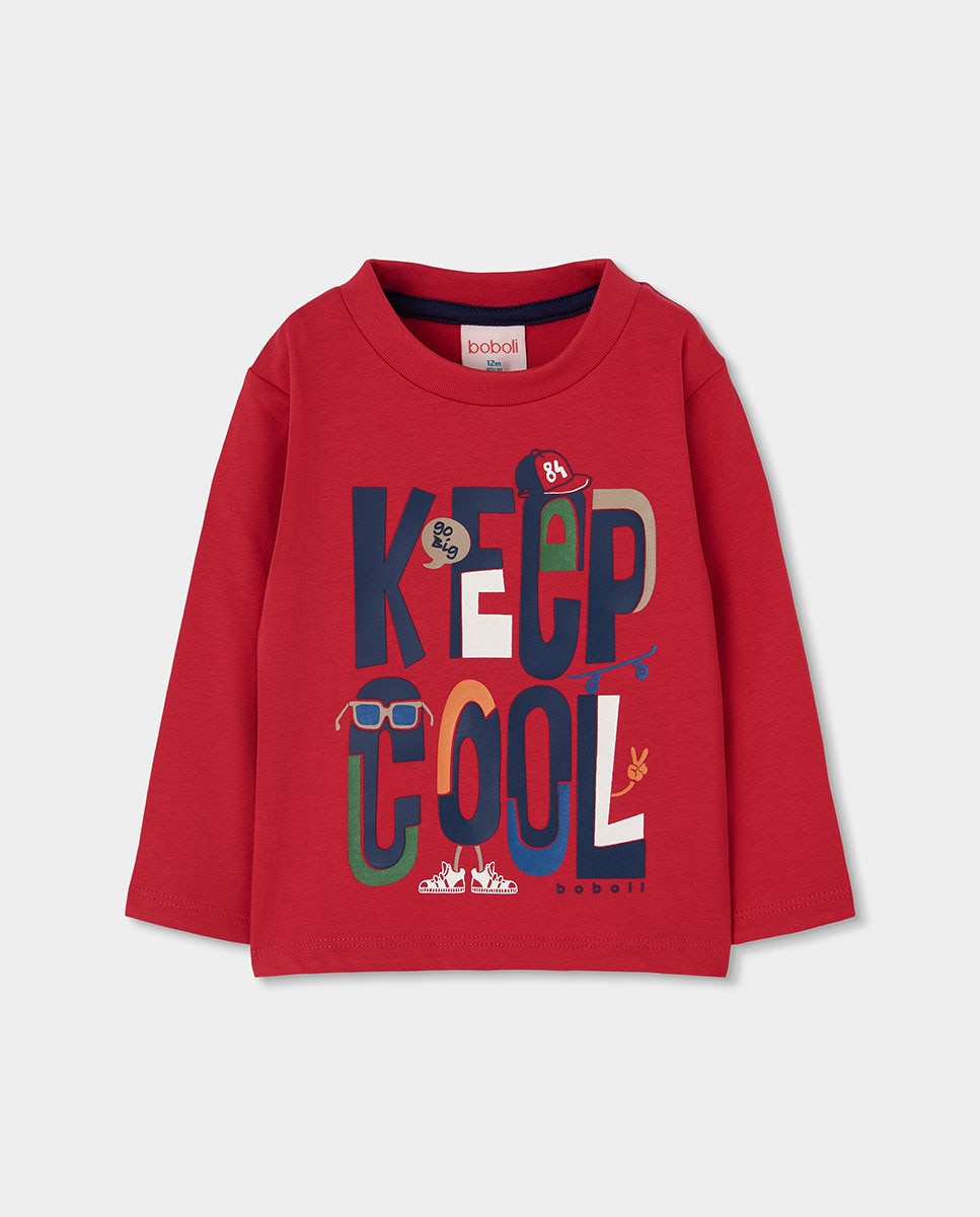 Imagem 0 de T-shirt Infantil de Algodão de Manga Comprida com Gola Redonda