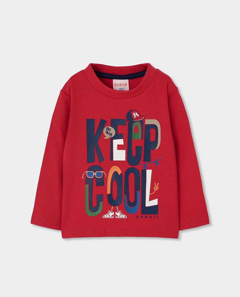 Imagem 0 de T-shirt Infantil de Algodão de Manga Comprida com Gola Redonda